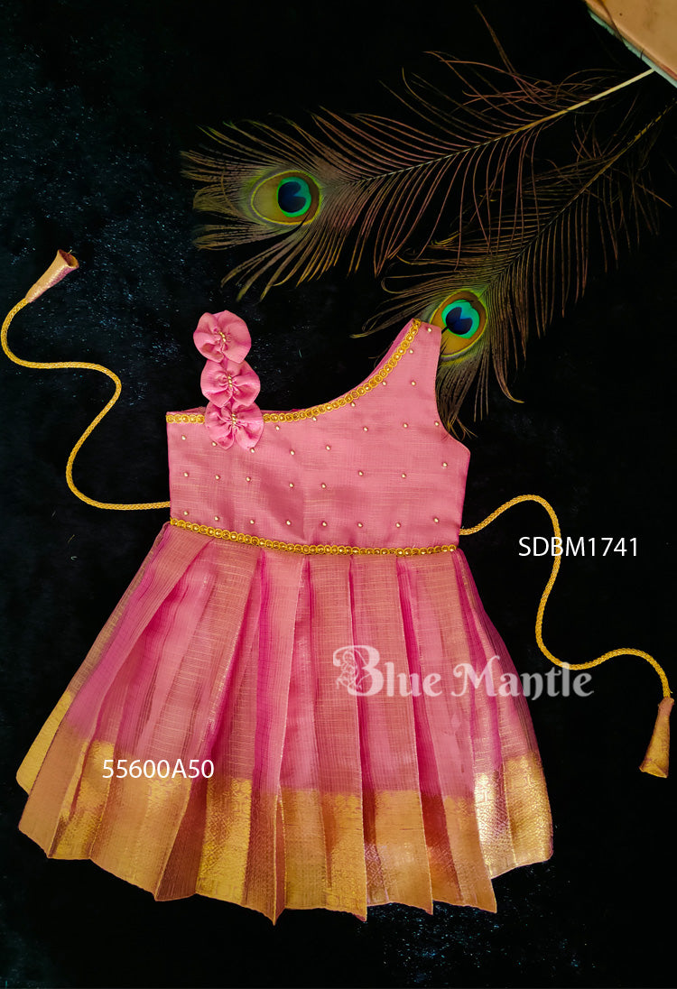 1741: Rose Gold Baby Frock Sending in days - Main Image