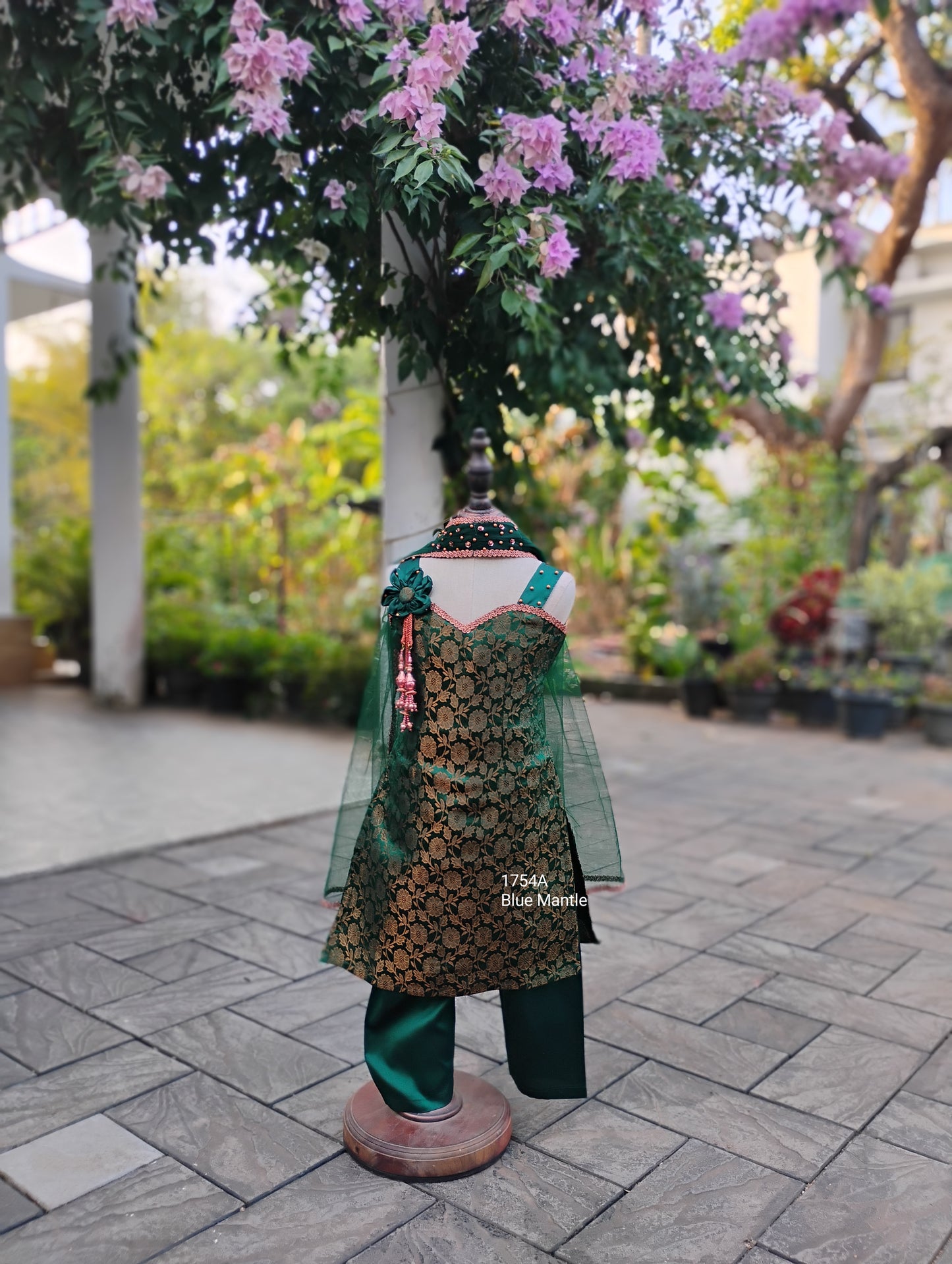1754A Ready to Dispatch: Kids Designer Churidar Green