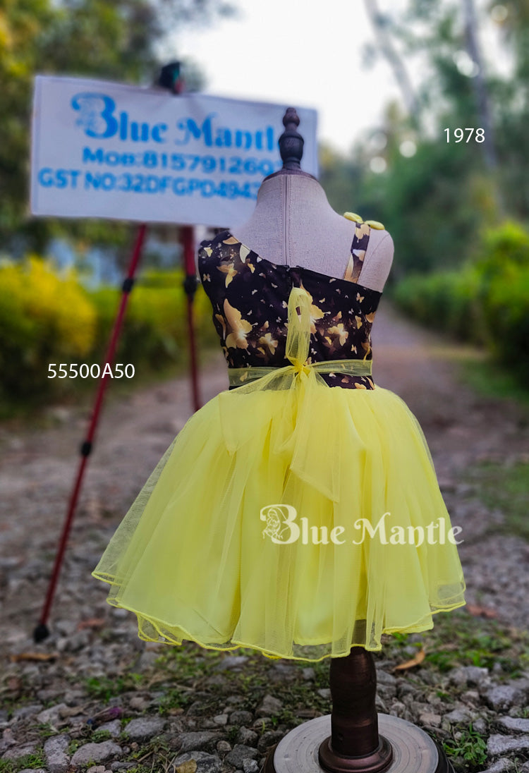 1978 Ready to Dispatch: Yellow & Black Butterfly Frock