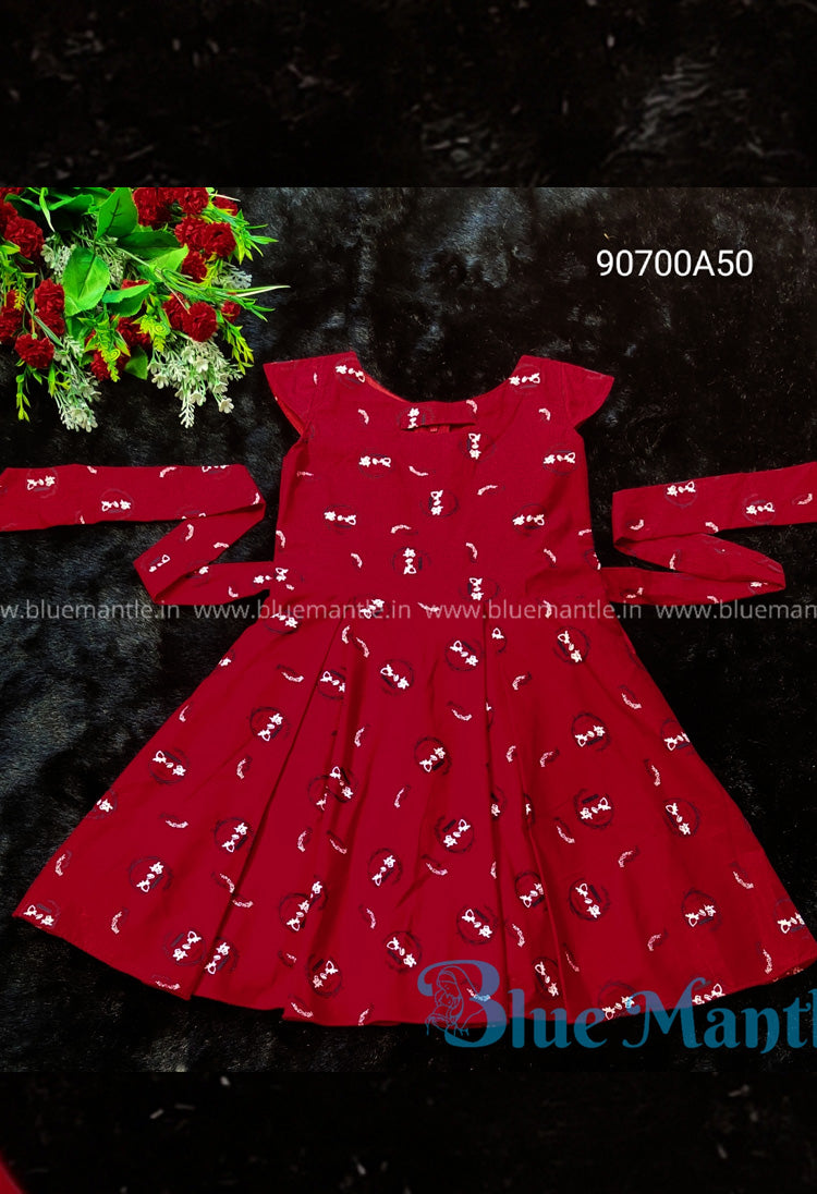 Red color frock on sale design