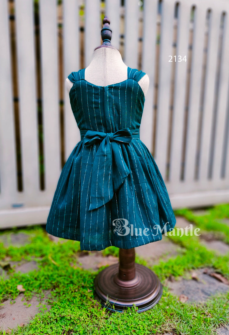 2134 Ready to Dispatch: Bottle green Baby Frock