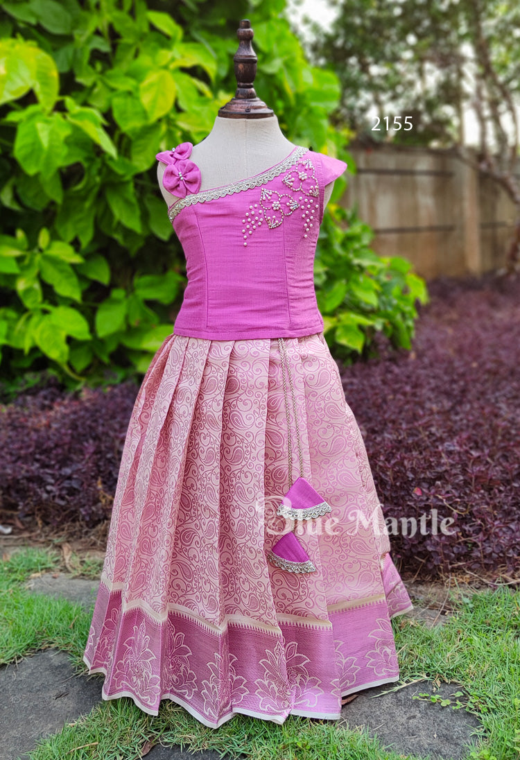 2155"MALAR" Ready to Dispatch: Lavender& off-white Skirt & Blouse