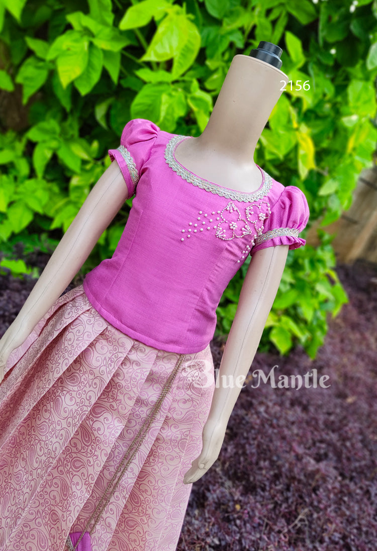 2156"MALAR" Ready to Dispatch: Lavender& off-white Skirt & Blouse