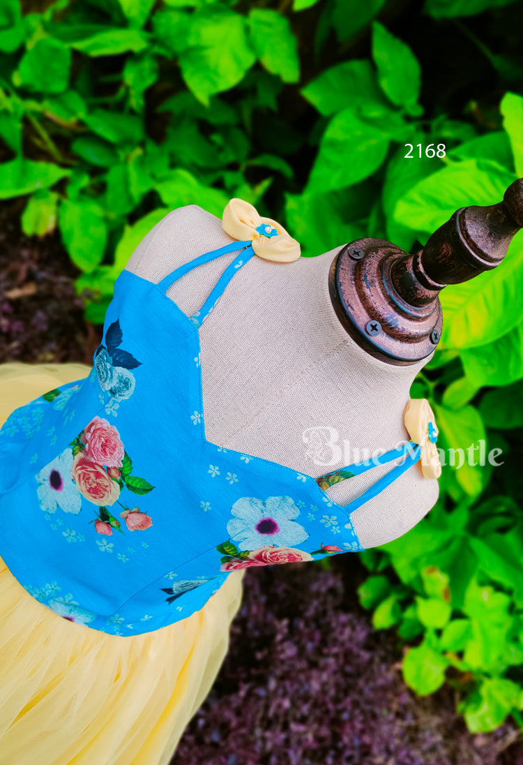 2168 Ready to dispatch: blue and yellow middy& top