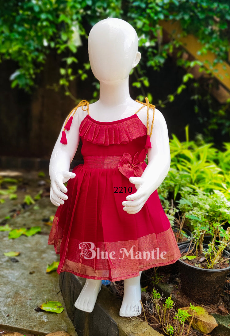 2210 Ready to dispatch: pink Gold Baby Frock