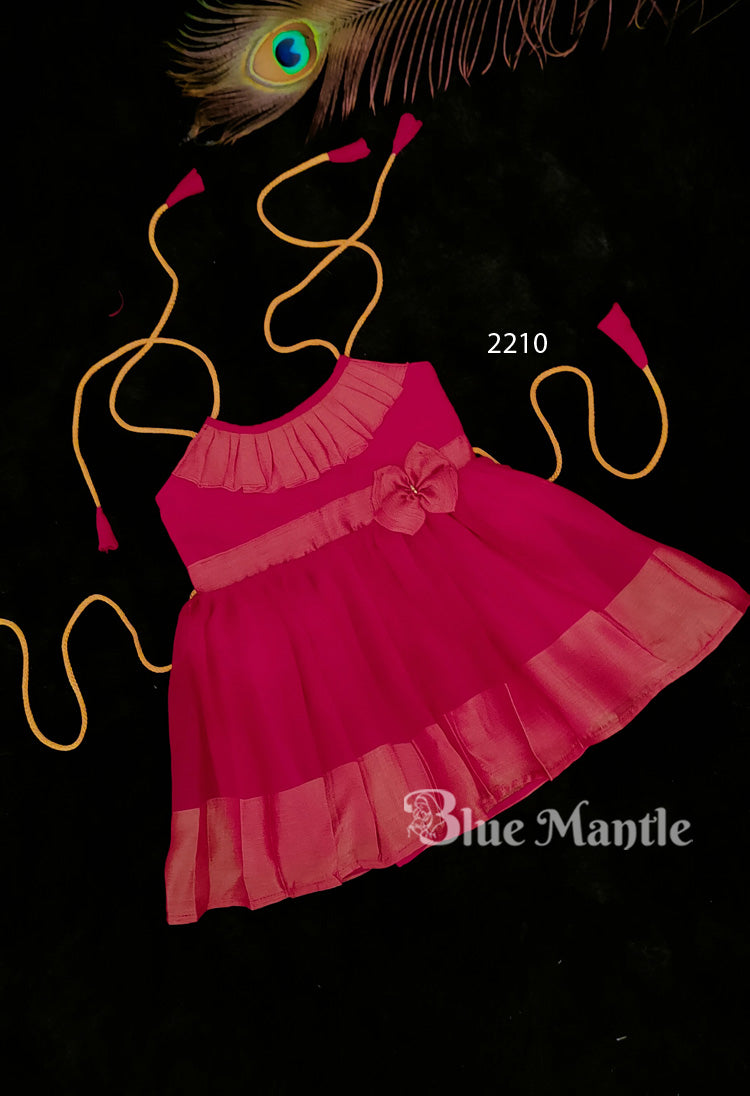 2210 Ready to dispatch: pink Gold Baby Frock