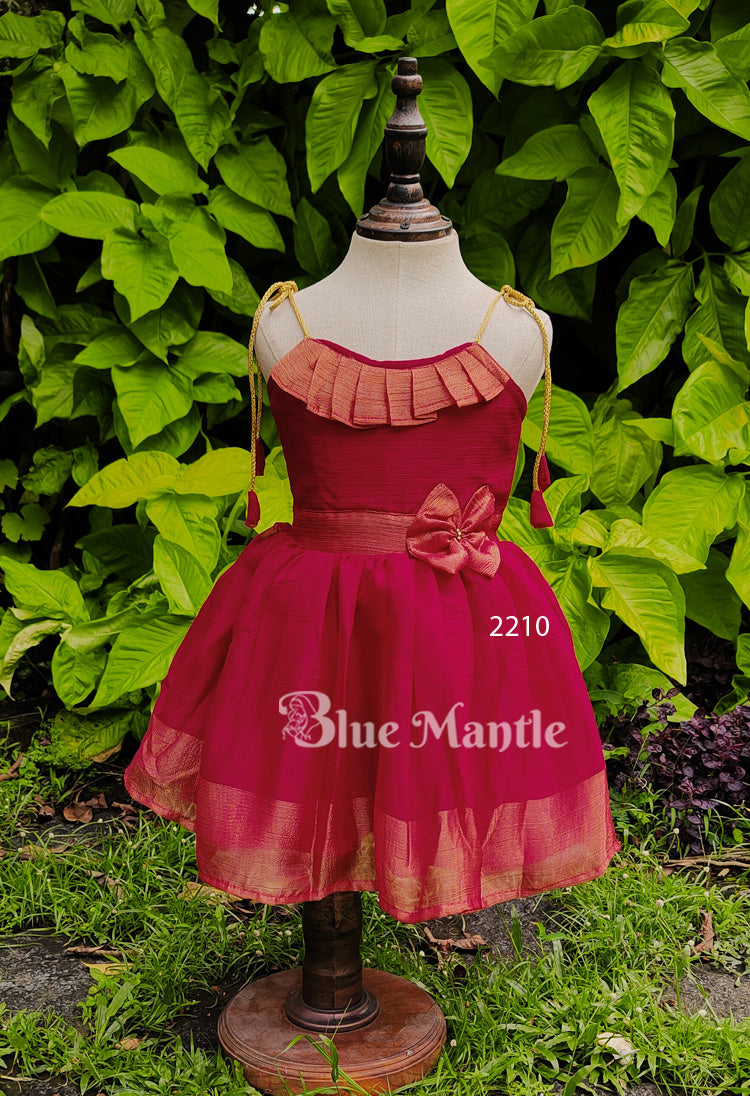 2210 Ready to dispatch: pink Gold Baby Frock