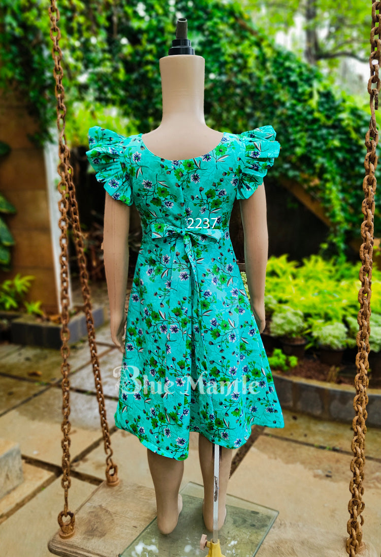 2237 Ready to Dispatch: Green& blue frock