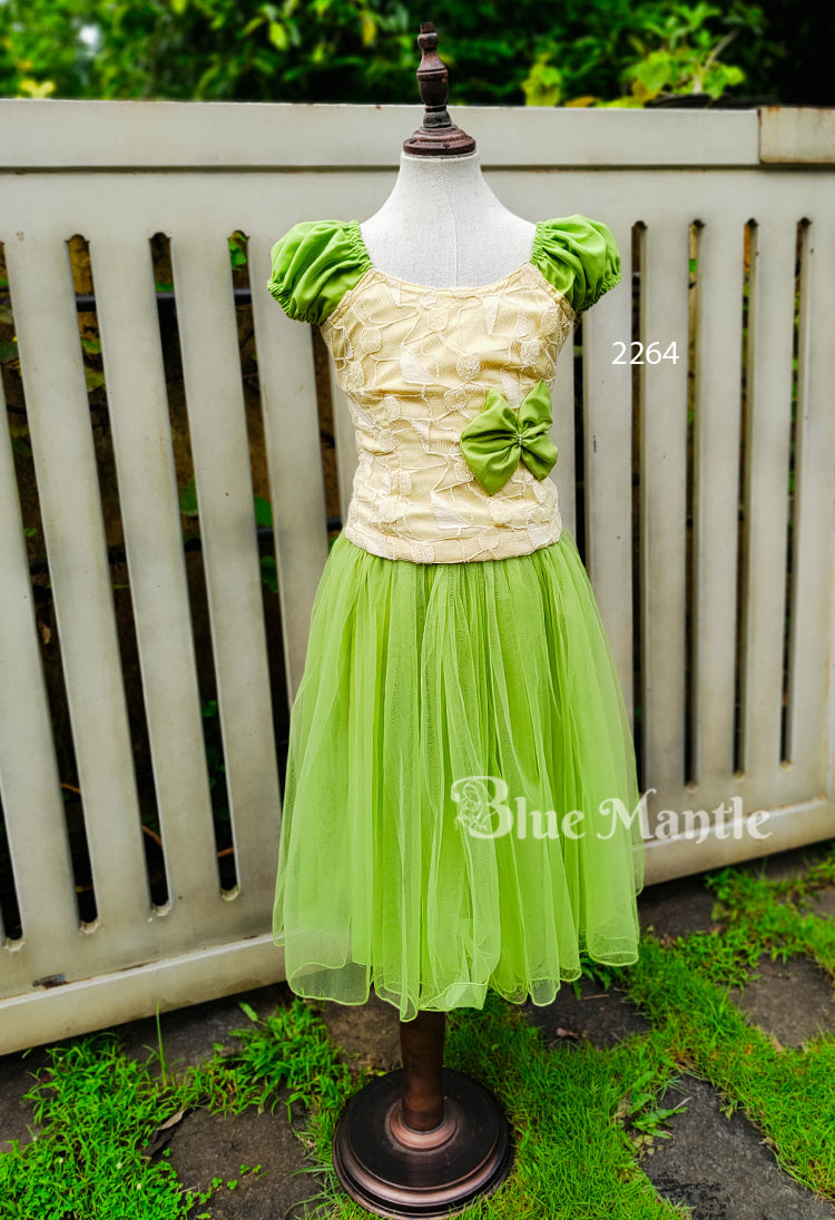 2264 Ready to Dispatch: Green and beige Blouse &Midi
