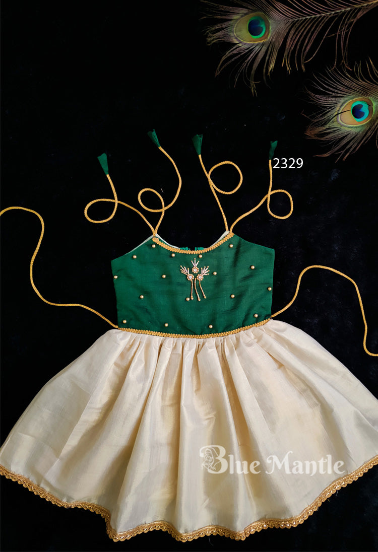 2329 Ready to Dispatch: Green Baby Frock