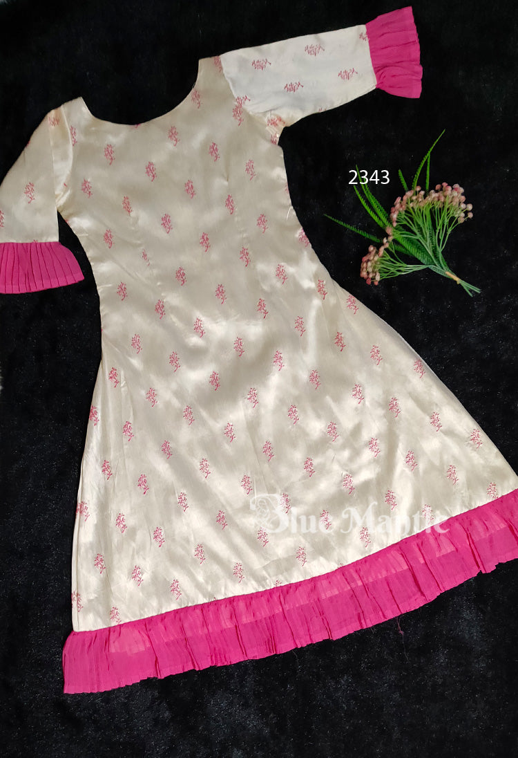 2343 Ready to Dispatch: Ivory peach Aline Frock
