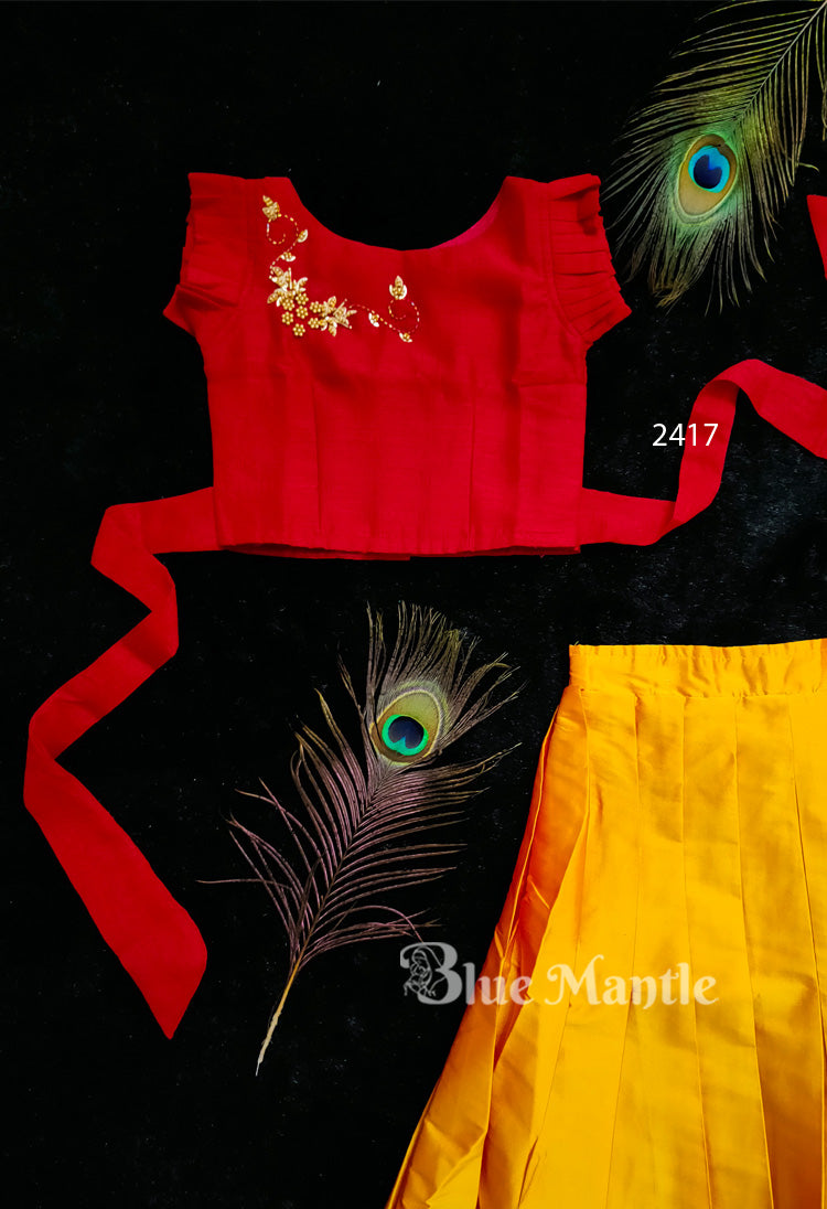 2417 Ready to Dispatch: Red & Yellow Skirt blouse