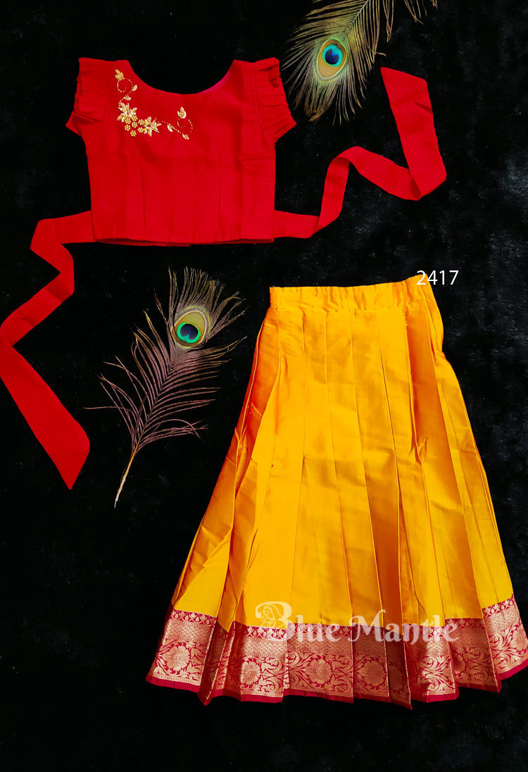 2417 Ready to Dispatch: Red & Yellow Skirt blouse