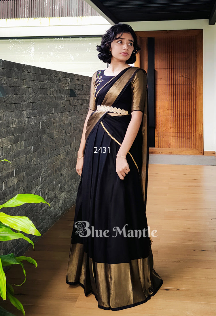 2431 Ready to Dispatch: Black gold Dhavani