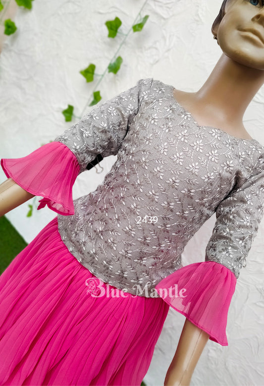 2439 Ready to Dispatch: Ash Top & pink Midi