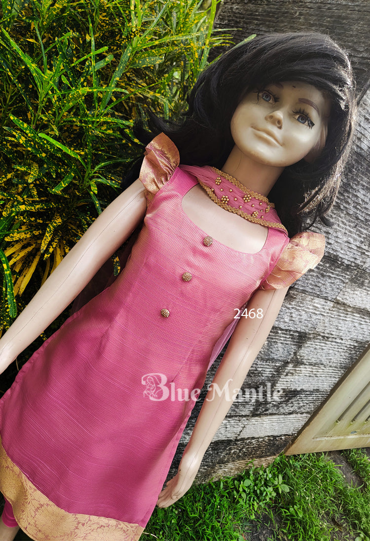 2468 Ready to Dispatch : 1763 Kids Designer Churidar RoseGold