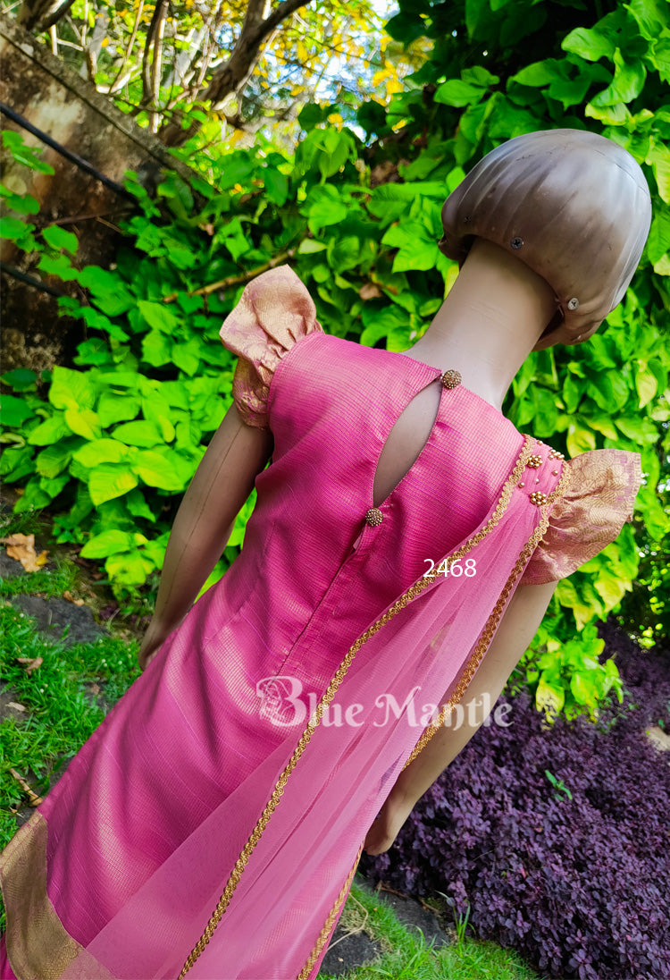2468 Ready to Dispatch : 1763 Kids Designer Churidar RoseGold