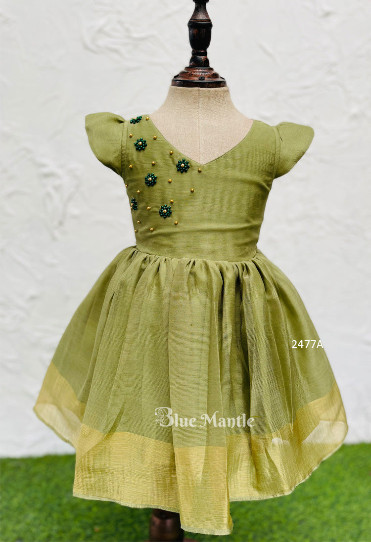 2477A Ready to Dispatch: Blooming Pastel Green Frock