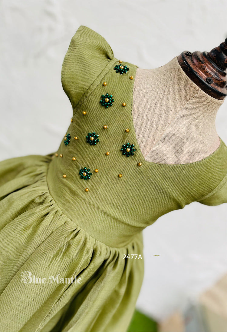 2477A Ready to Dispatch: Blooming Pastel Green Frock
