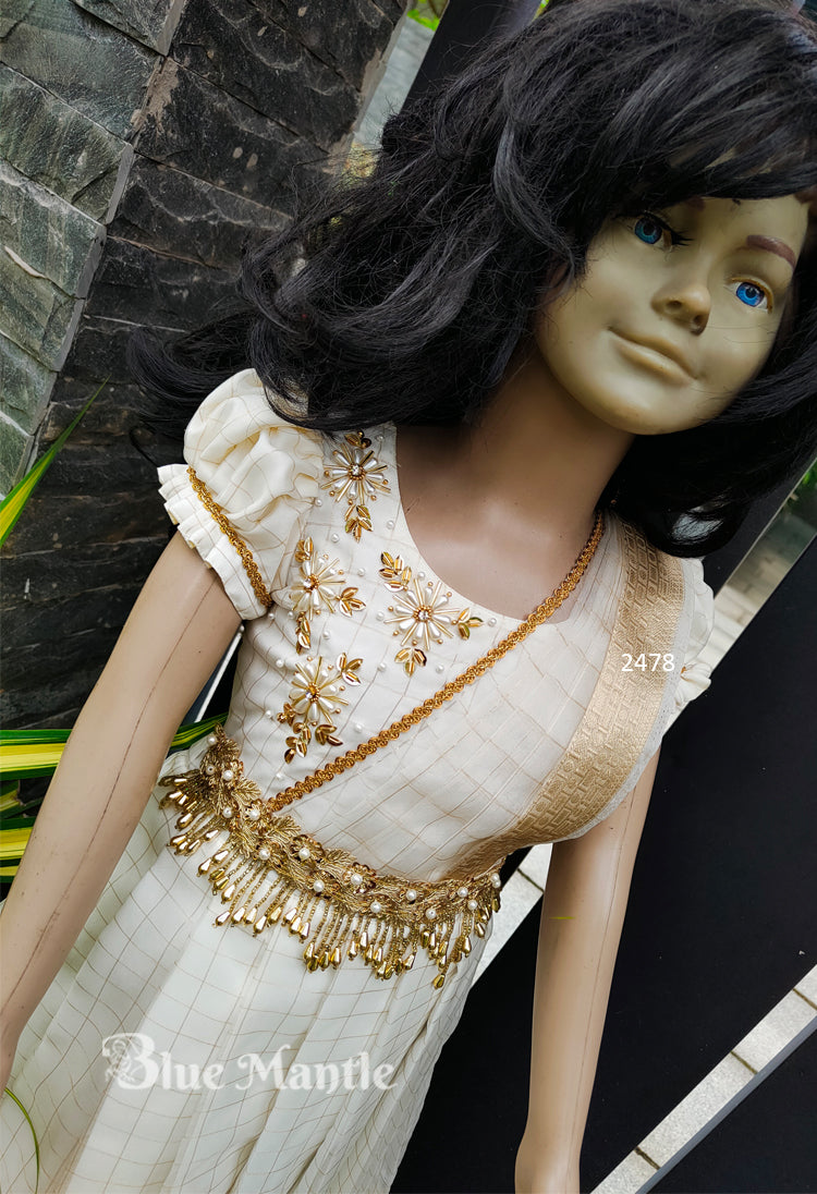 2478 Ready to Dispatch: Offwhite Gown with Duppatta ''VanaJyolstna''