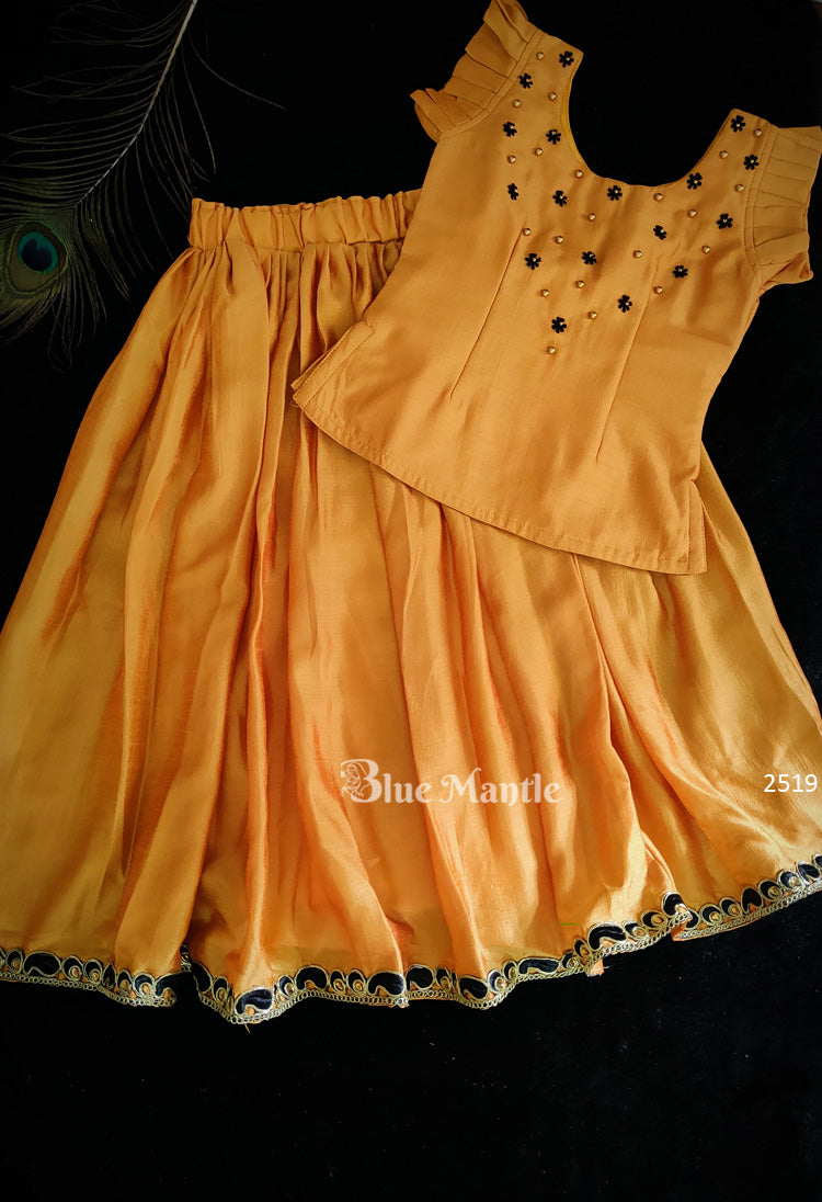 2519 Ready to Dispatch: Mango Yellow With Black Skirt & Blouse