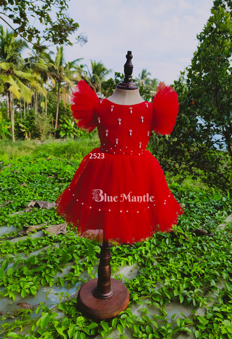 2523 Ready to Dispatch : Gloria Red Frock.