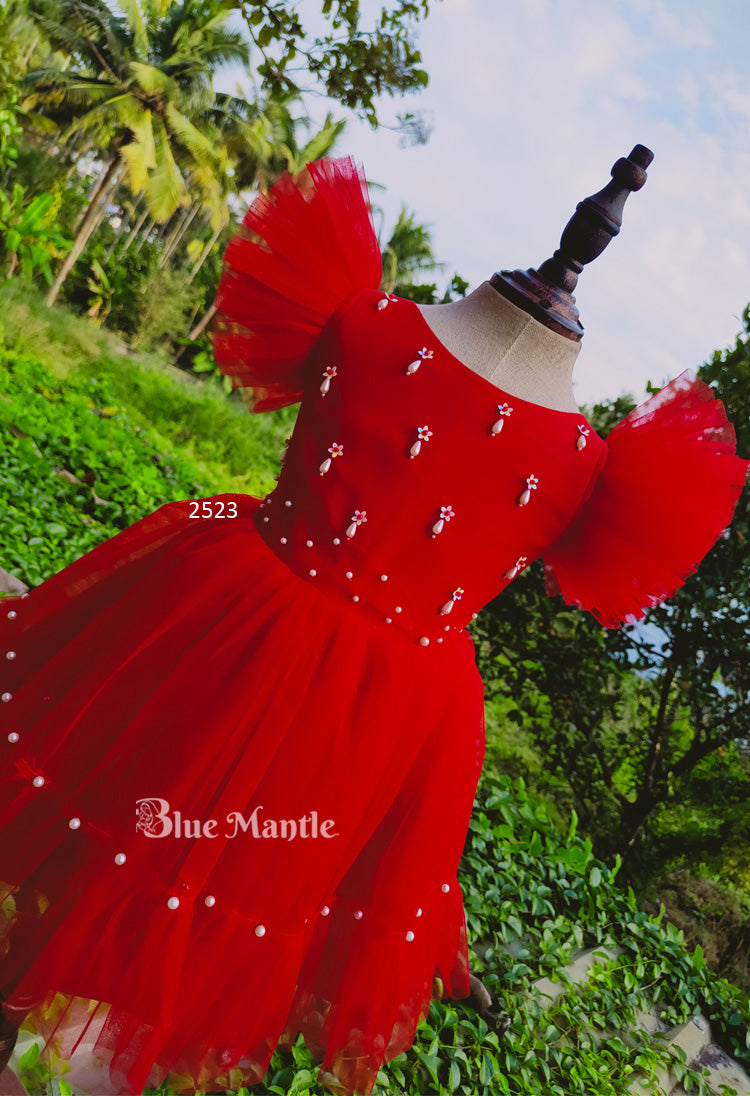 2523 Ready to Dispatch : Gloria Red Frock.