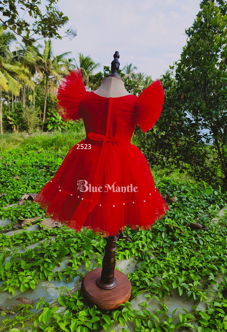 2523 Ready to Dispatch : Gloria Red Frock.