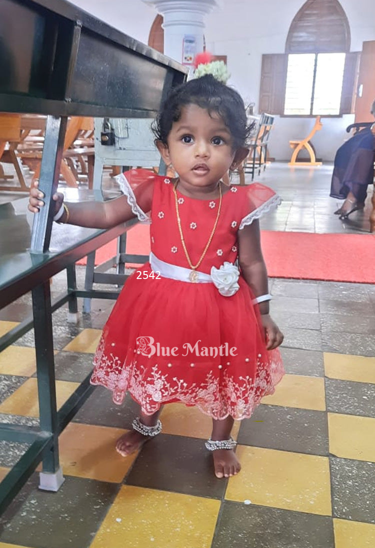 2542 Ready to Dispatch : Maggy Red Frock