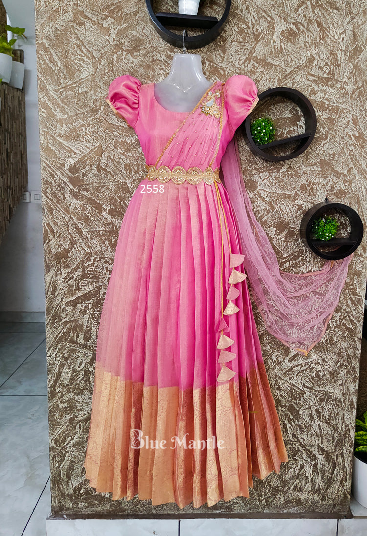 2558 Pre Order: 1763 Rose gold & Net Gown.