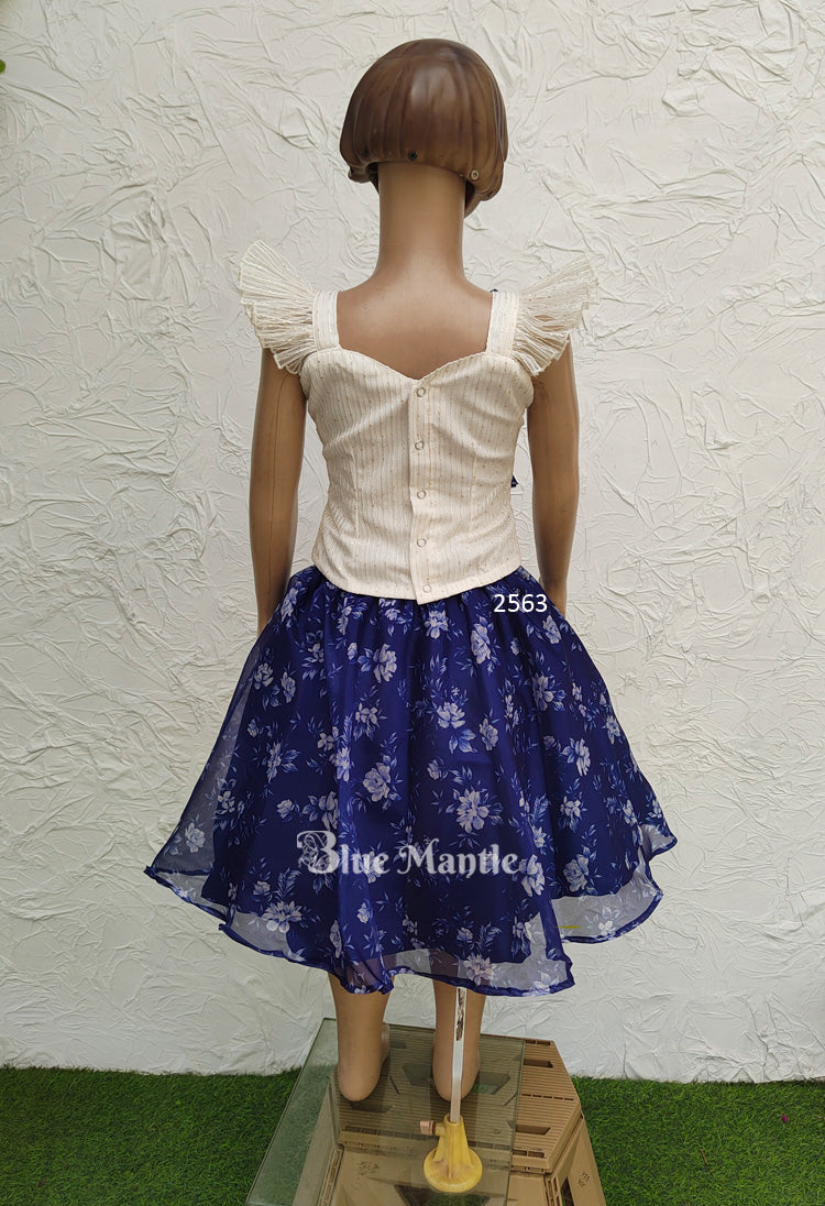 2563 Pre Order: Offwhite& Blue Middy Top ,& Ready to Dispatch