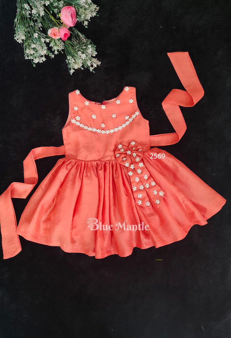 2569 Ready to Dispatch : Peachish Orange Frock