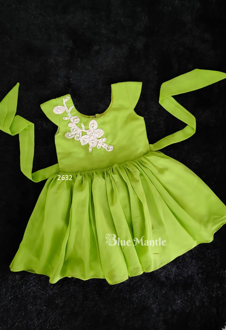 2632 Ready to Dispatch: Parrot Green Frock