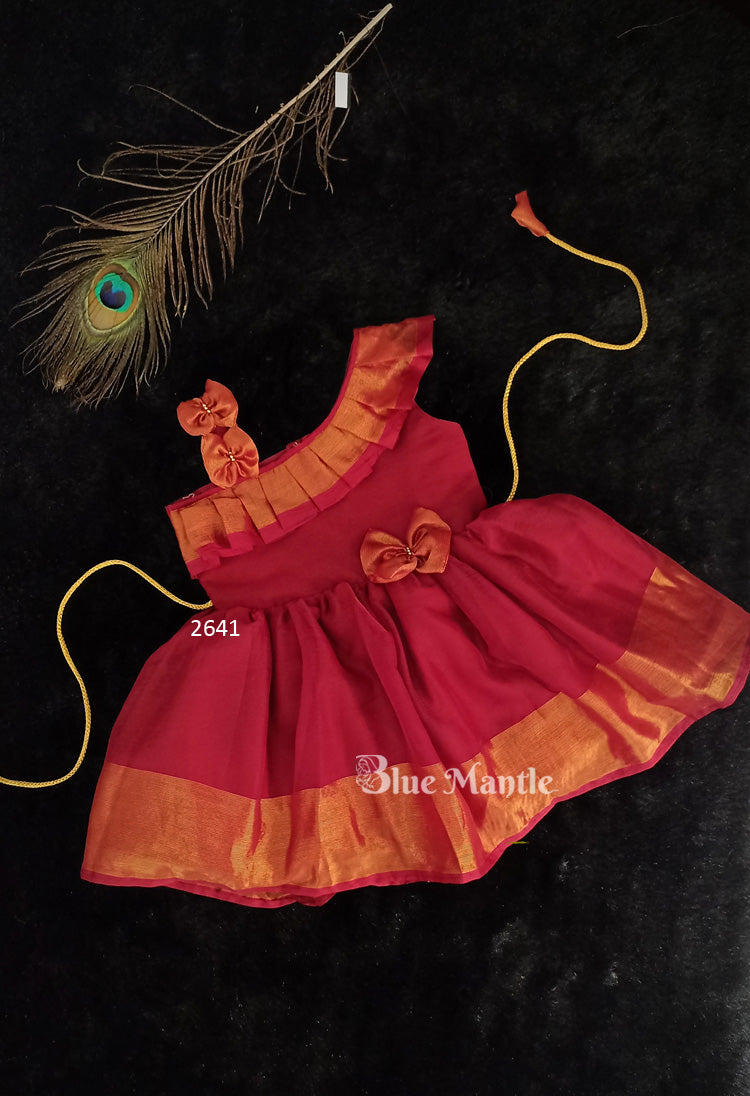 2641 Ready to Dispatch: Reddish Maroon Frock.