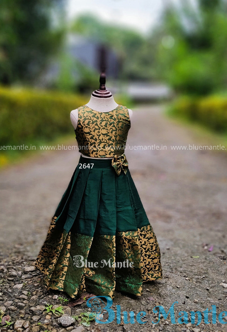 2647 Ready to Dispatch: Green full skirt & Blouse