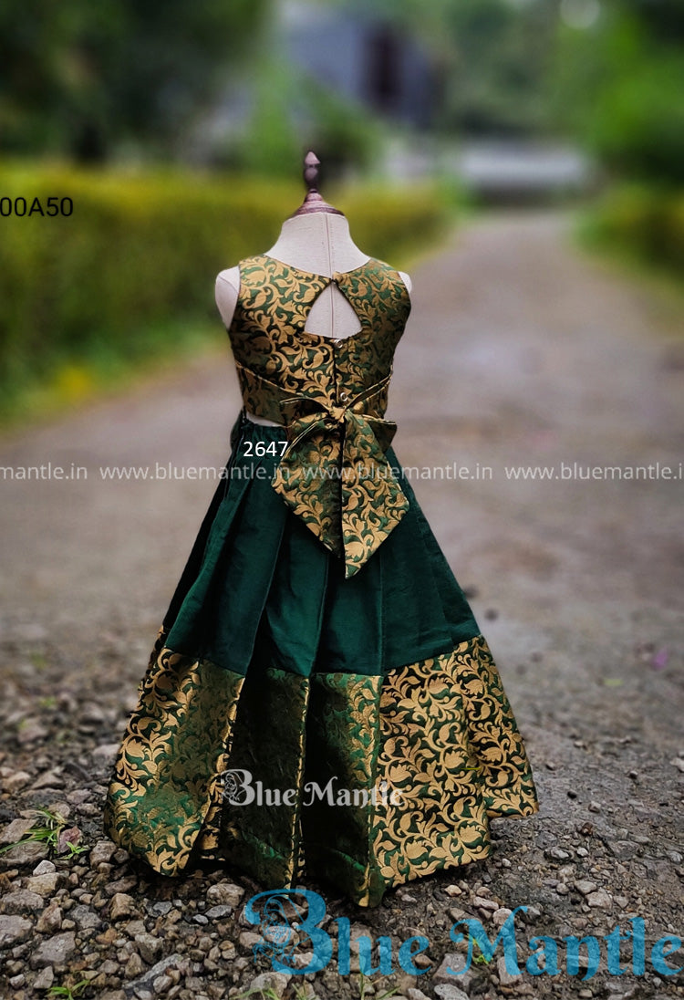 2647 Ready to Dispatch: Green full skirt & Blouse