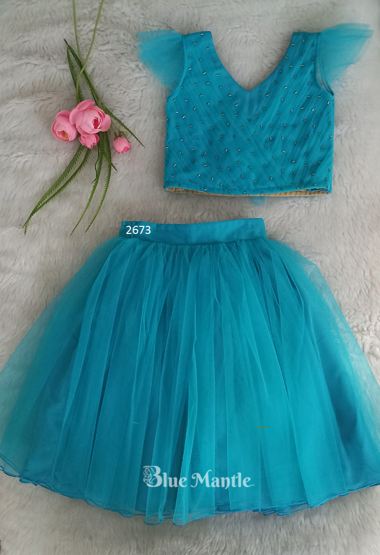 2673 Ready to Dispatch: Happy Blue Middy and top.