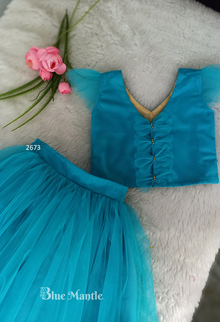 2673 Ready to Dispatch: Happy Blue Middy and top.