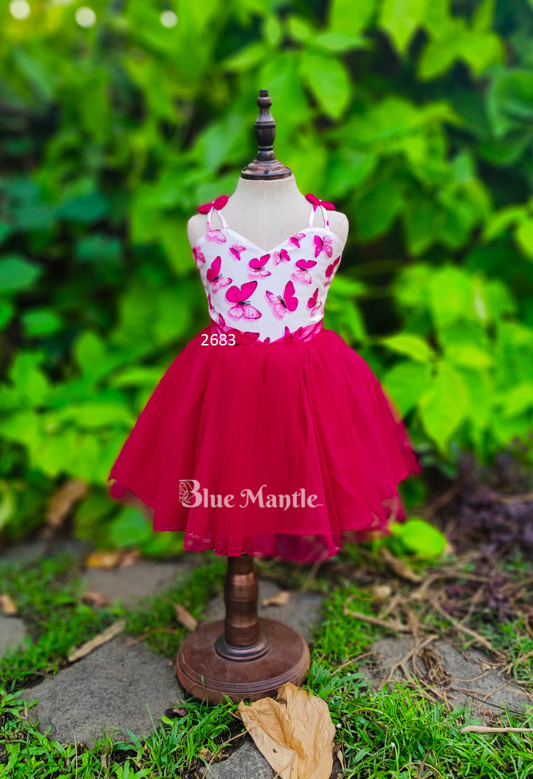 2683 Ready to Dispatch: Butterfly Pink Frock.