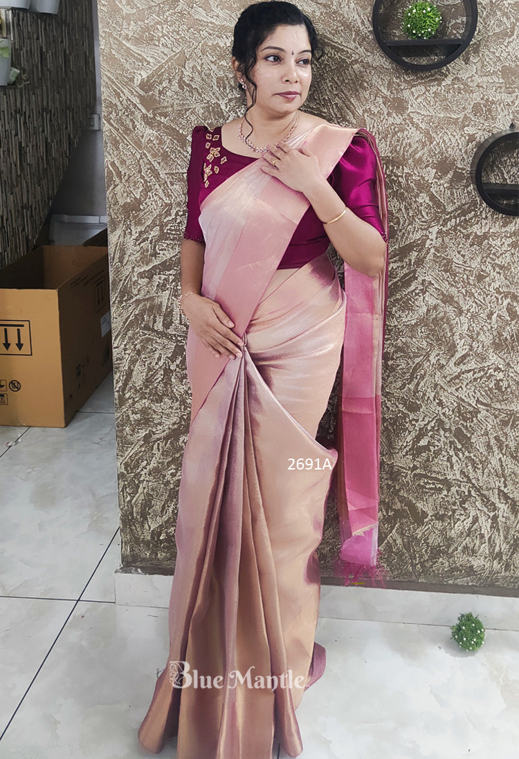 2691A Ready to Dispatch: Pink and Gold Saree.