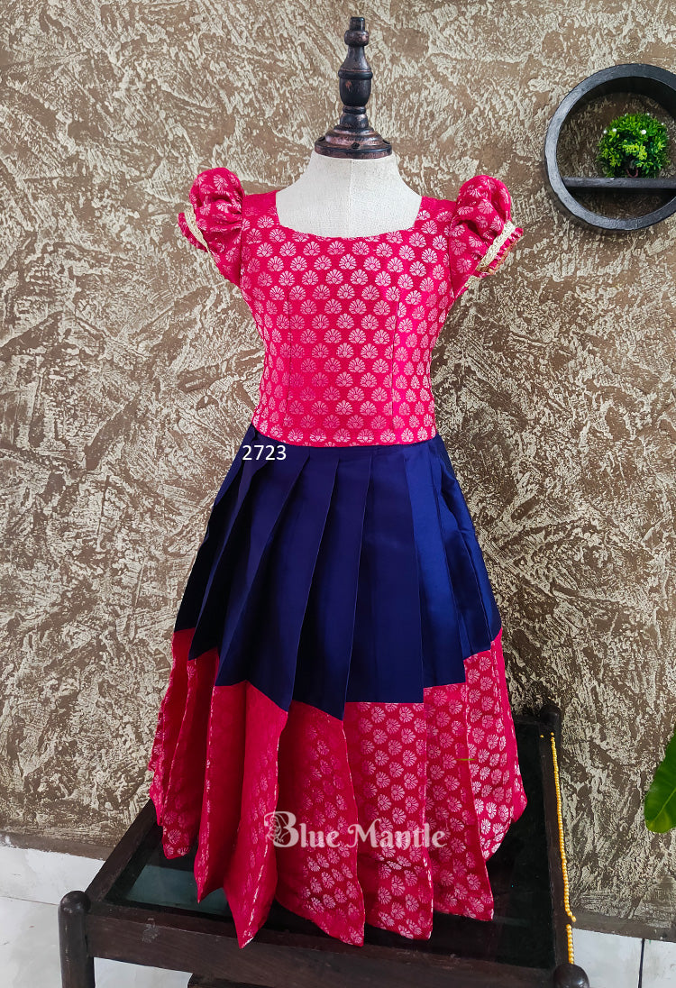 2723 Ready to Dispatch: Red & Blue Skirt and Semi Crop Top