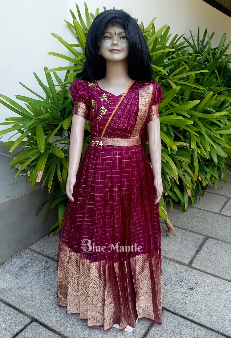 2741 Pre Order: "Vasudha" Grape Gown with Duppatta - Dispatch on May 8