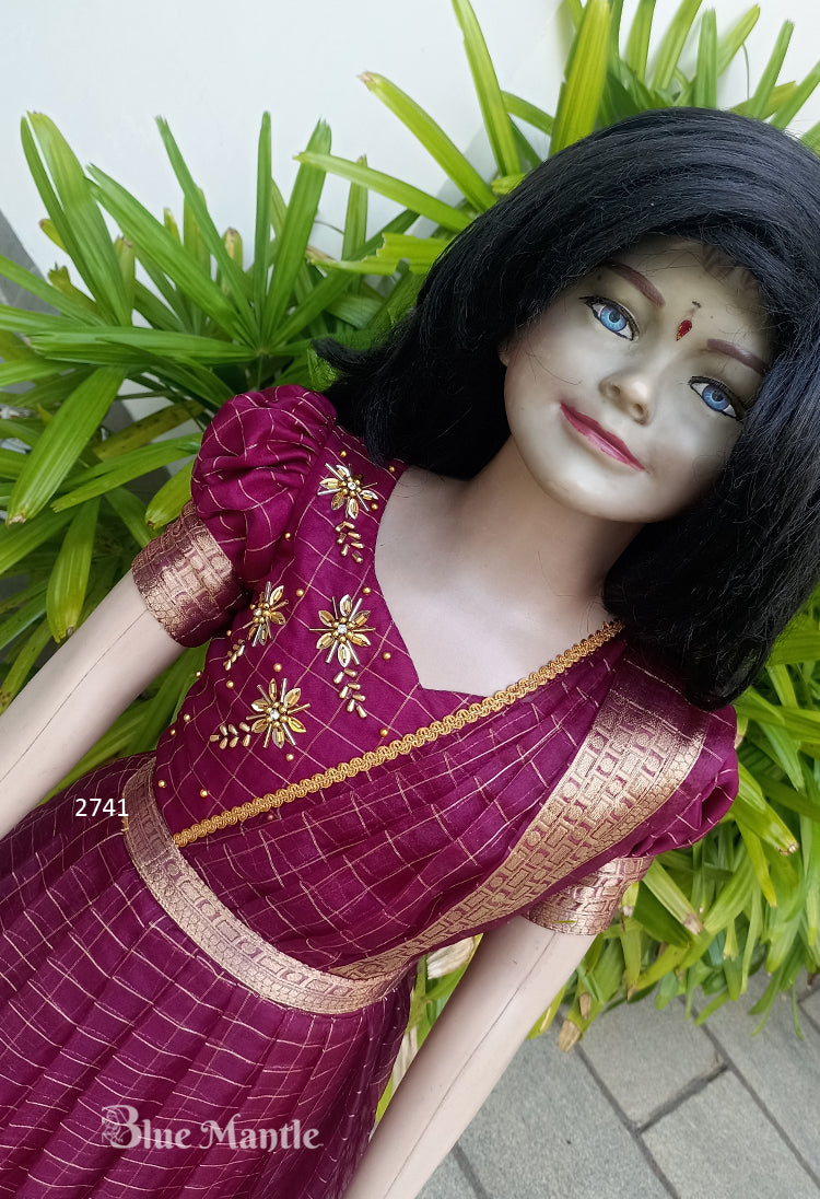 2741 Pre Order: "Vasudha" Grape Gown with Duppatta - Dispatch on May 8