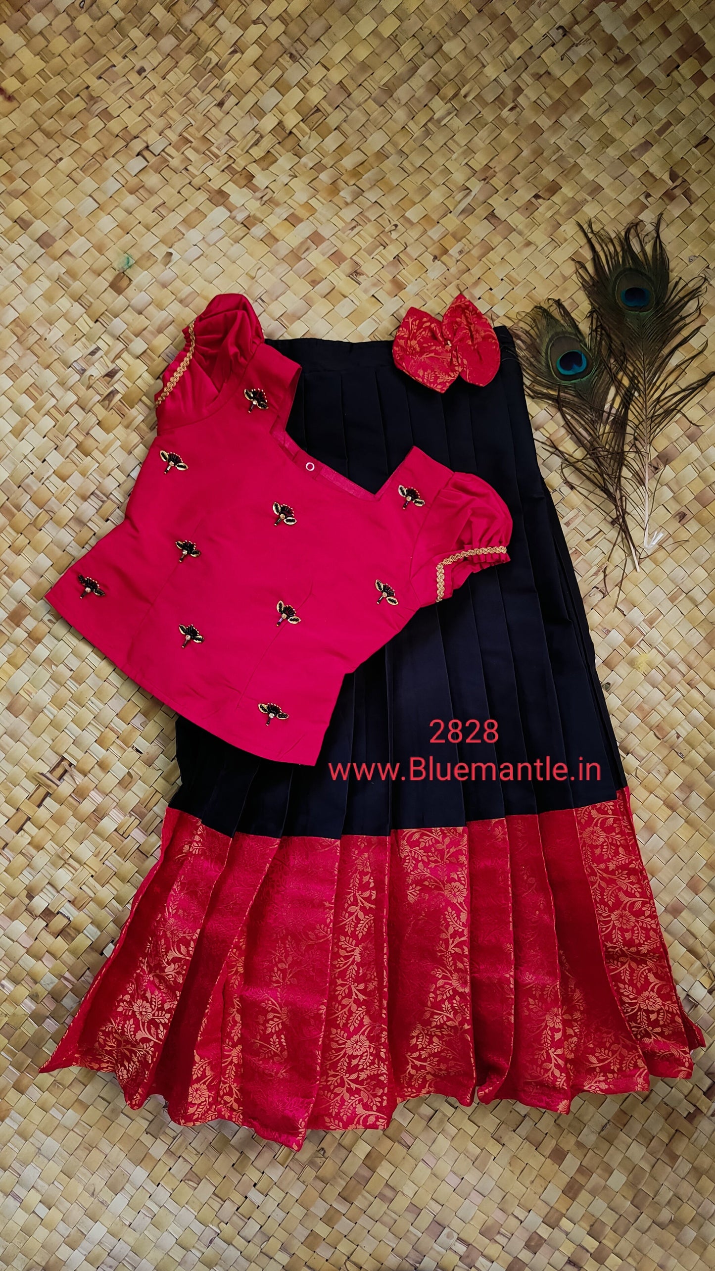 2828 - Red and Black skirt and blouse - Ready to dispatch