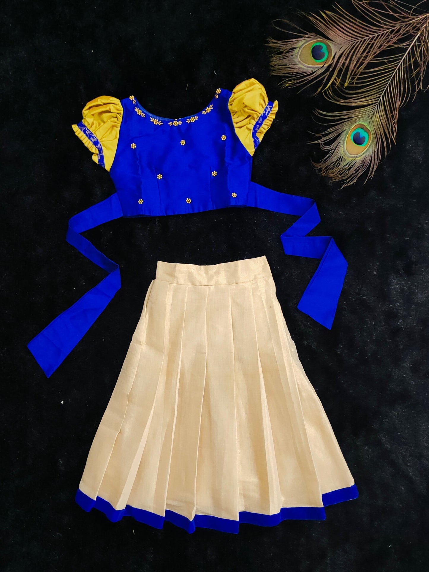 St16 Ready to Dispatch: Blue, green Blouse & Full skirt