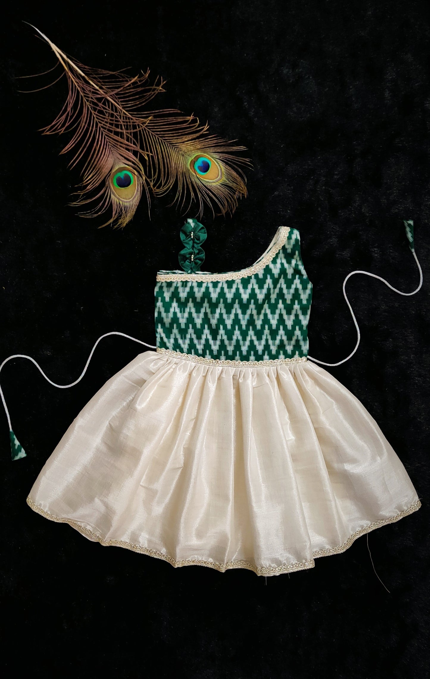 F4 Ready to Dispatch: Green silver Baby Frock