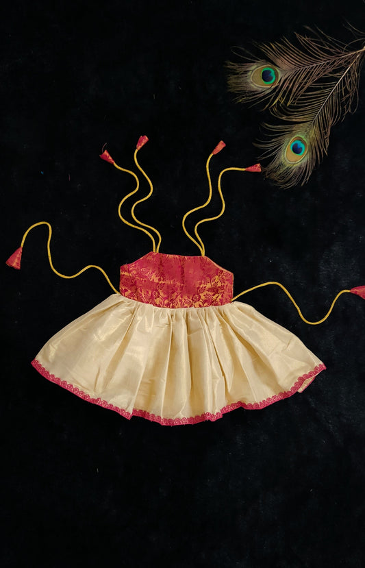 F12 Ready to Dispatch: Peach gold Baby Frock