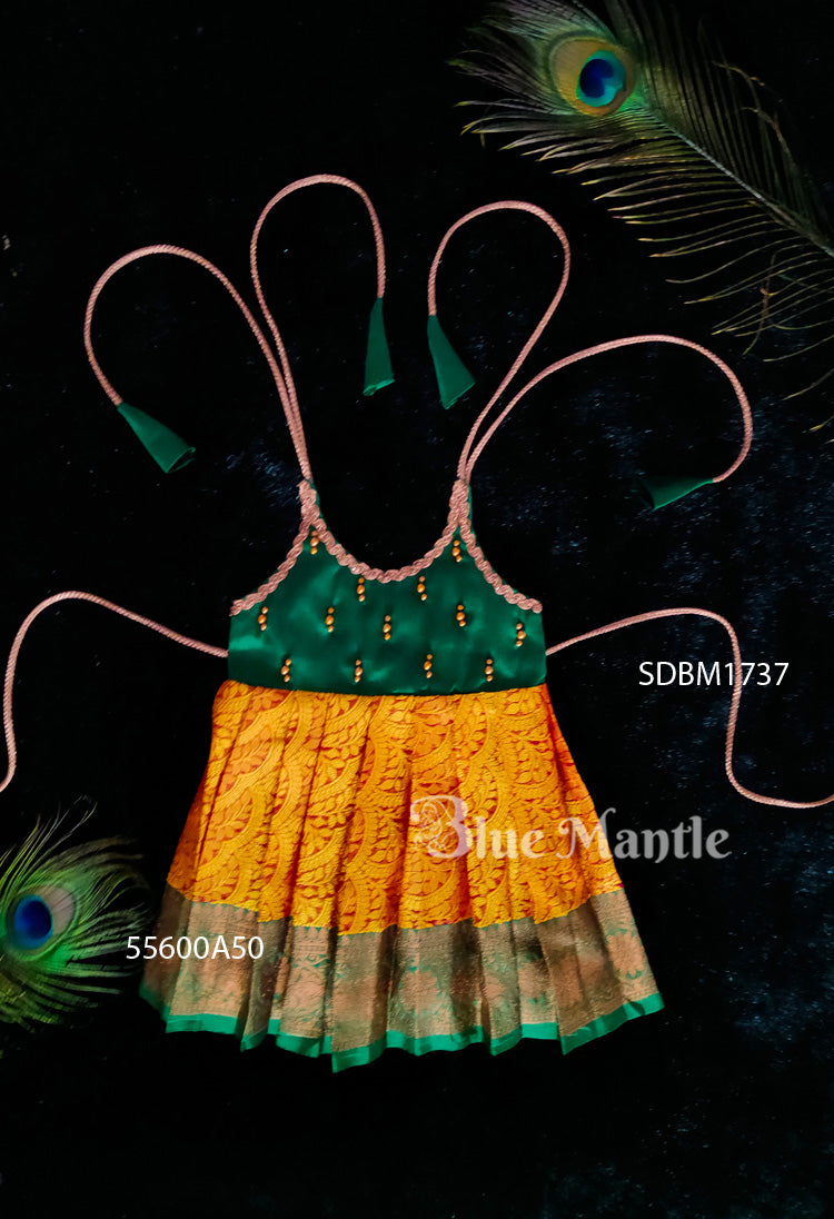 SDBM1737 Ready to Dispatch: Green & Orange Baby Frock
