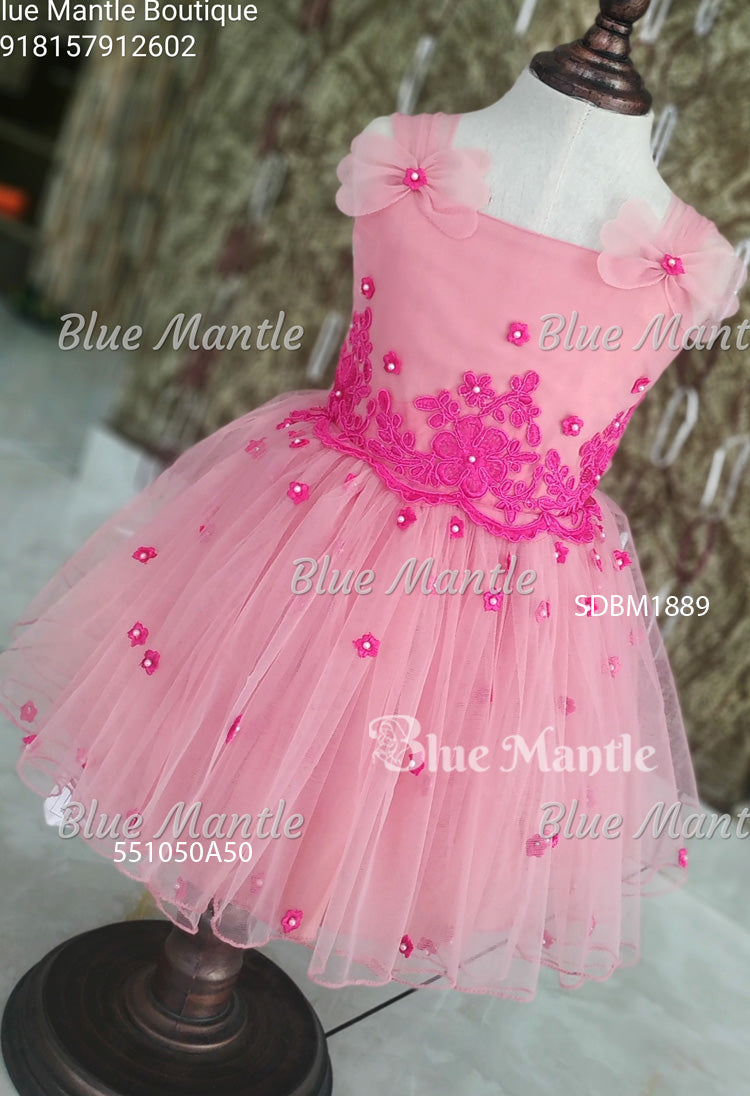 1889 Ready to Dispatch: Peach & Pink Frock