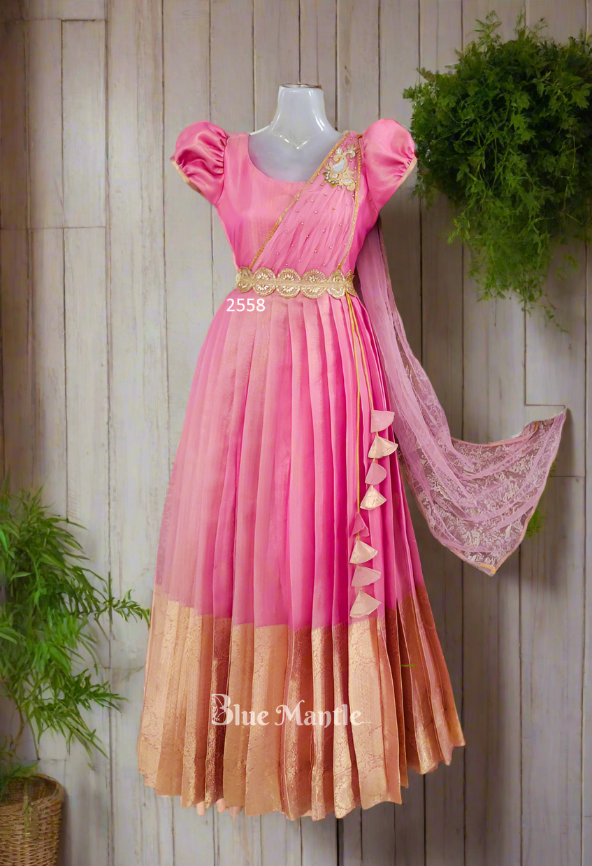 2558 Pre Order: 1763 Rose gold & Net Gown.